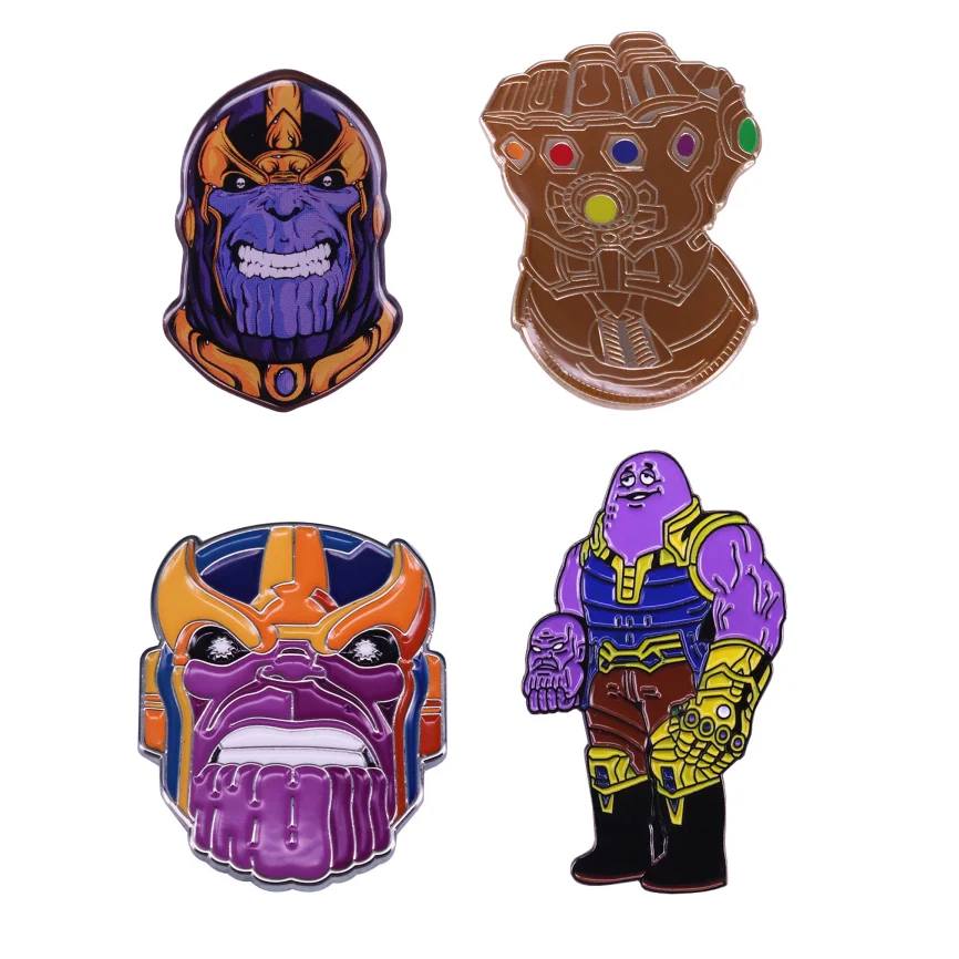 

Marvel Avengers Thanos Metal Enamel Brooch Infinite Glove Gem Badge Bad Fun Lapel Jewelry Men and Women Pin Gift Accessories