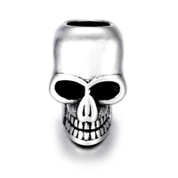stainless steel skull bead polished 5mm large hole beads metal charms diy bracelet components jewelry making accessories