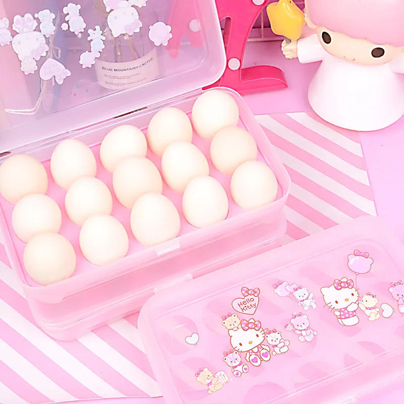 Hello kitty холодильник коробка для яиц хранения продуктов свежая поддержка сетка
