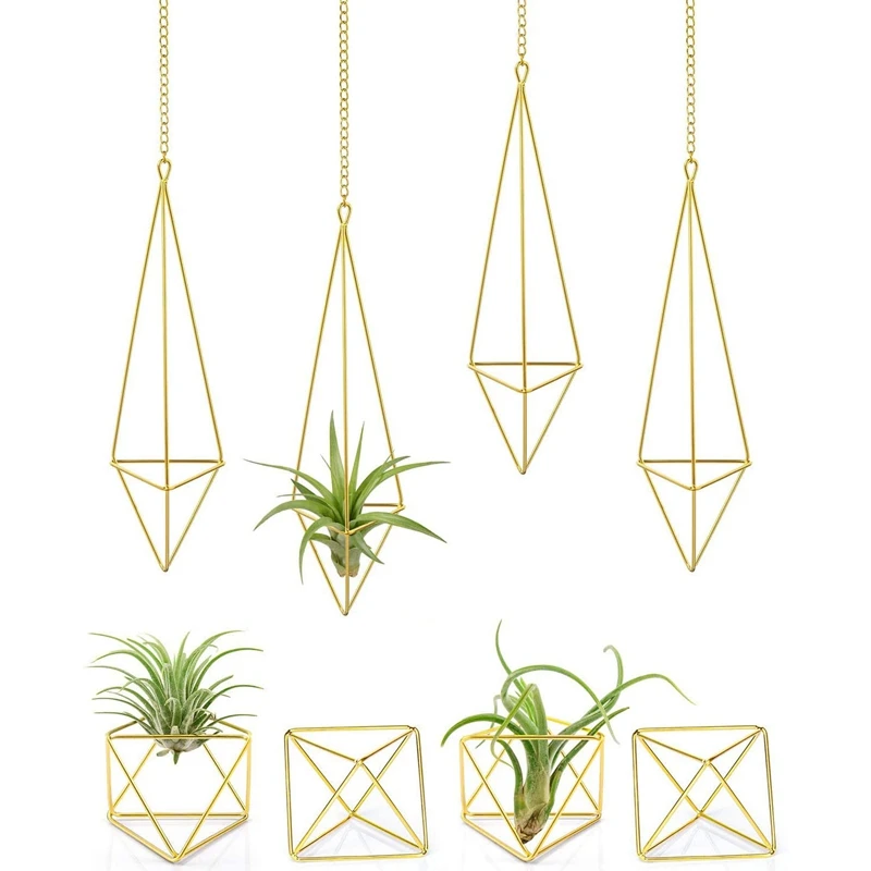 

8 Pack Air Plant Holder Metal Himmeli Decor Modern Geometric Planter, Airplants Rack Tillandsia Hanger, Air Fern Stand