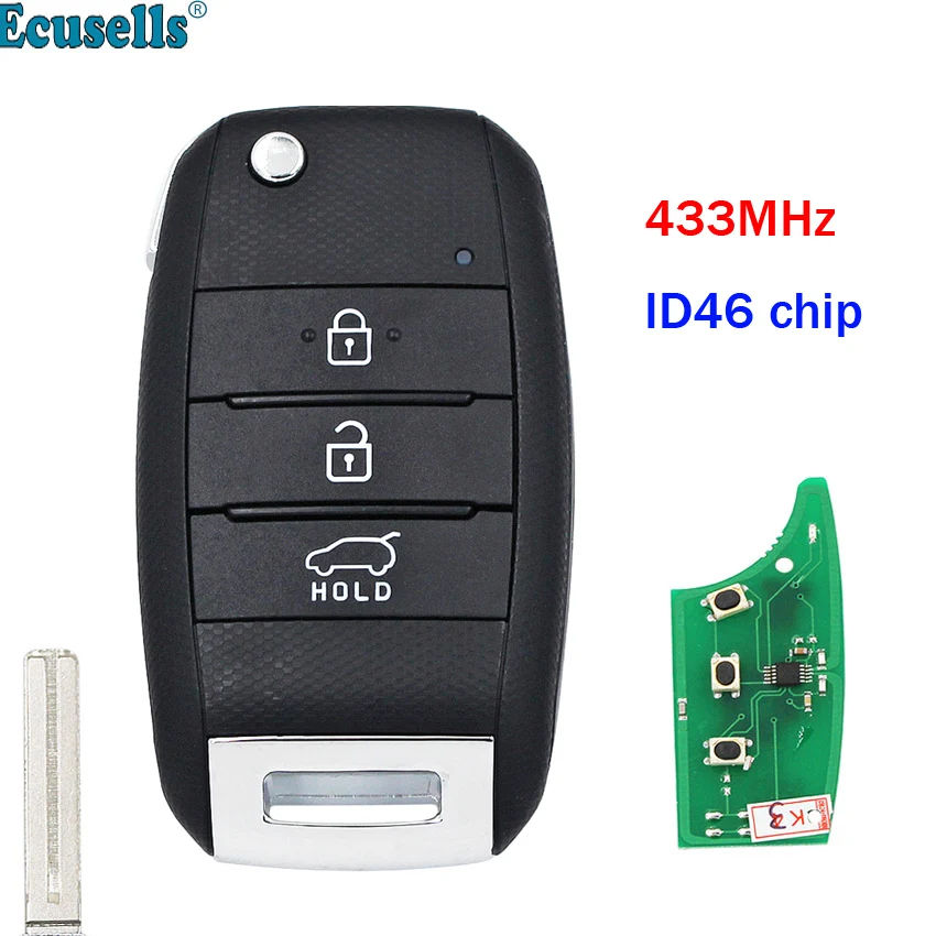 3 кнопки без ключа дистанционный ключ умный Автомобильный 433 МГц 46 чип для Kia K5 Sorento
