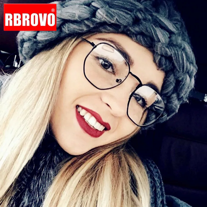 

RBROVO 2023 Vintage Glasses Frame Women Retro Eyeglasses Frames for Women/Men Glasses Clear Lens Mirror Lentes De Lectura Mujer