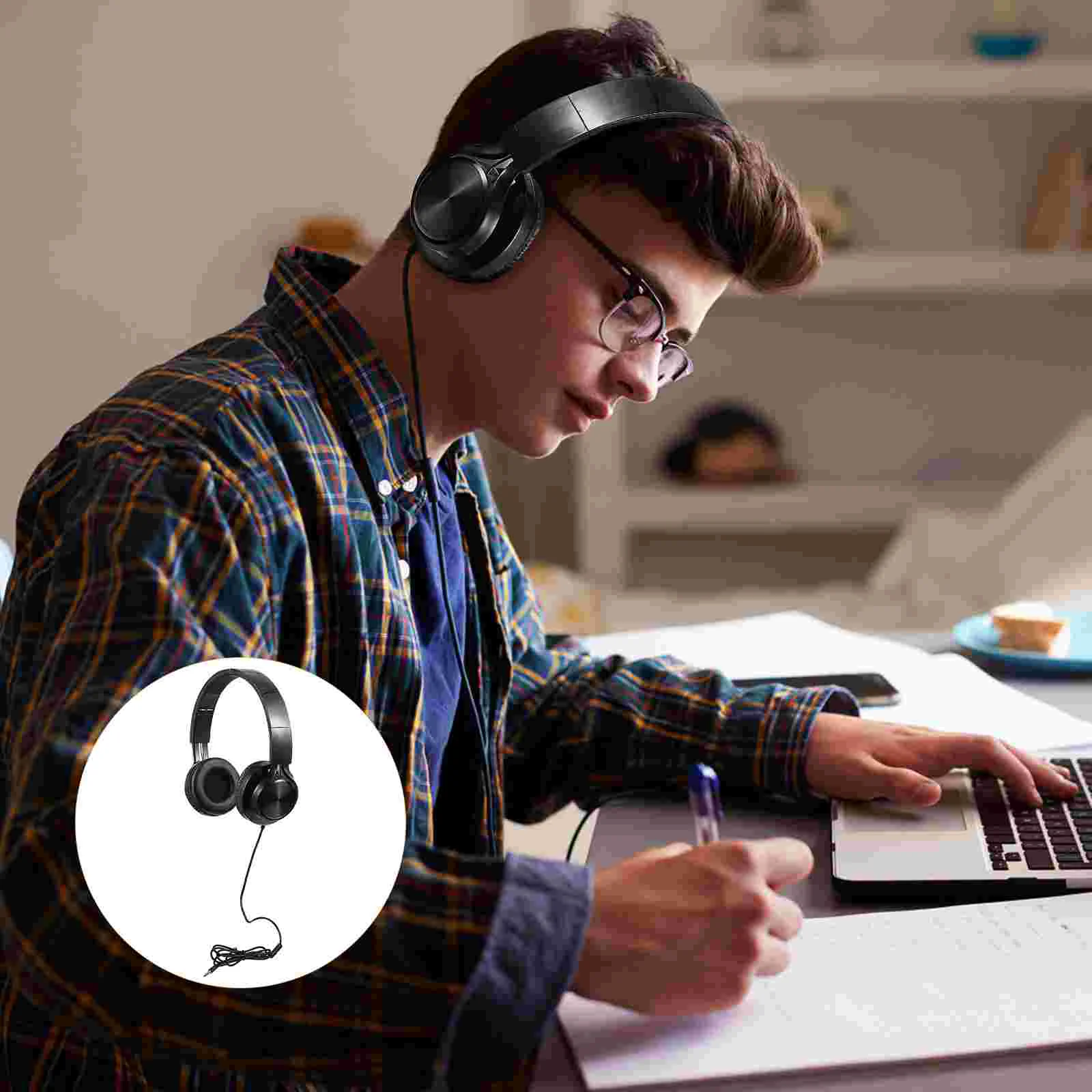 

1pc Portable Stereo Wired Headphone Noise Reduction Headset for Computer