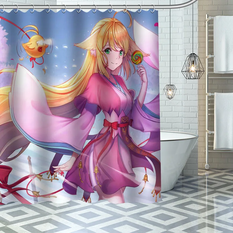 

Custom Fox Fairy Little Matchmaker Shower Curtains Waterproof Fabric Cloth Bathroom Decoration Supply Washable Bath Room Curtain