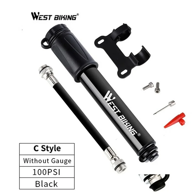 

WEST BIKING Portable Bicycle Pump Cycling Inflator Hand Pump for Bicycle 150PSI Presta/Schrader Road MTB Mountain Bike Pump 2021