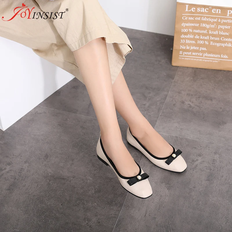 Женские туфли с бантом повседневные на плоской подошве удобные квадратным