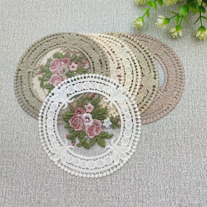 

European Lace Table Cloth Round Placemat Embroidered Tablecloth Tea Table Coaster Sofa Armrest Cover Home Wedding Decor