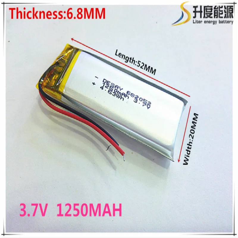Размер 682052 3 7 V 1250 mah литий полимерный аккумулятор с защитной доской для GPS