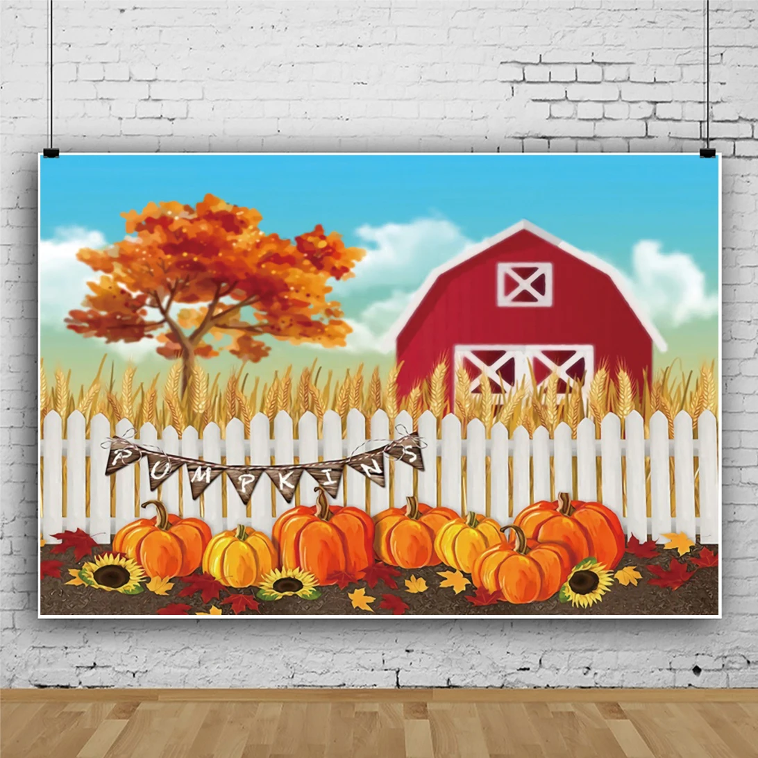 Виниловый фон для студийной фотосъемки новорожденных с осенней фермой сарая