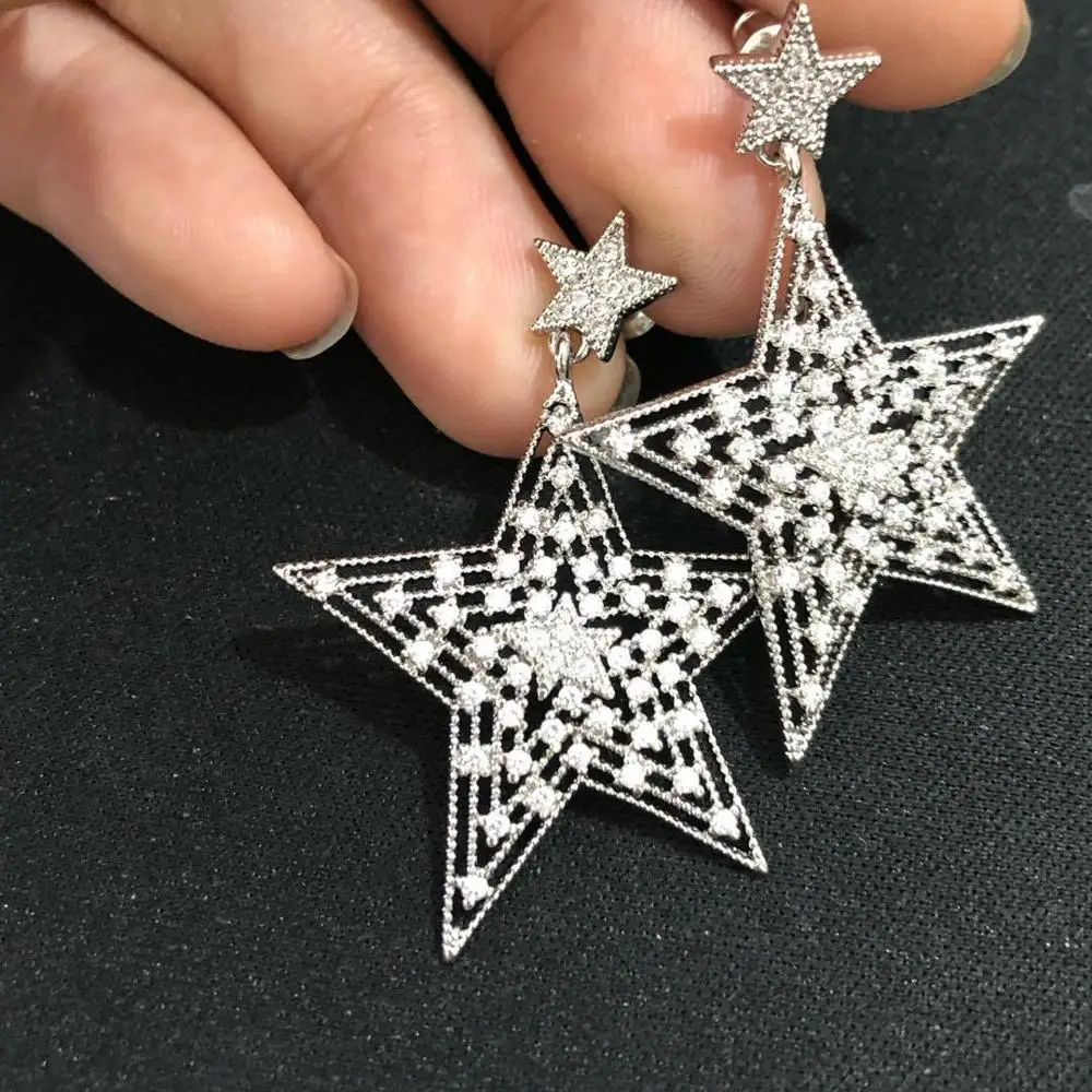 

Zirconia Star Statement Earrings Women Jewelry Punk Party Runway rare Boucle Korean Japan Hiphop Top Fancy