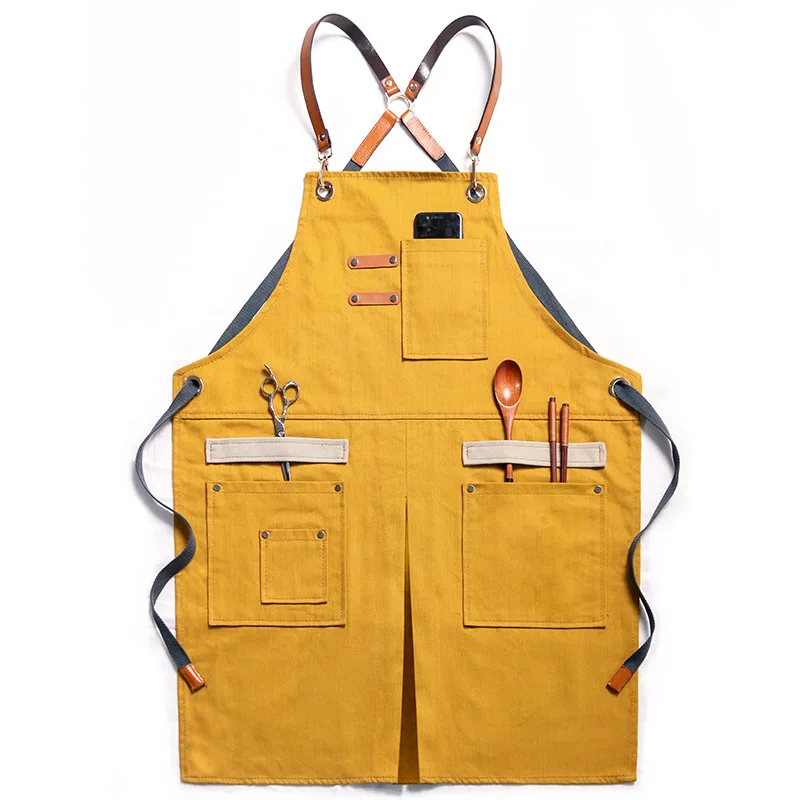 

Apron Denim Hair Stylist Milk Tea Cake Shop Barista Men and Women Flower Overalls Adjustable Deal Fathers Day GIfts for Dad