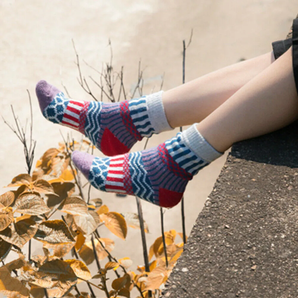 

5 Pairs Winter Women Thick Warm Wool Cashmere Soft Solid Casual Sports Socks Autumn And Winter Comfortable Long Socks Autumn