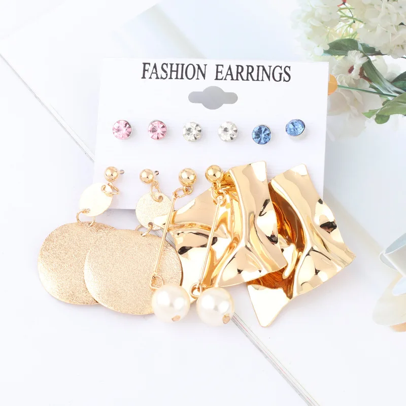 

Juorest Multiple 6 Pairs Earrings Set for Women Bohemia Tassel Leaves Pearl Crystal Stud Earrings Trendy Gift Geometric Jewelry