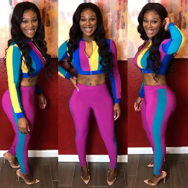 ADFVAT осень-зима бодикон с длинным рукавом комплект из двух предметов молнией