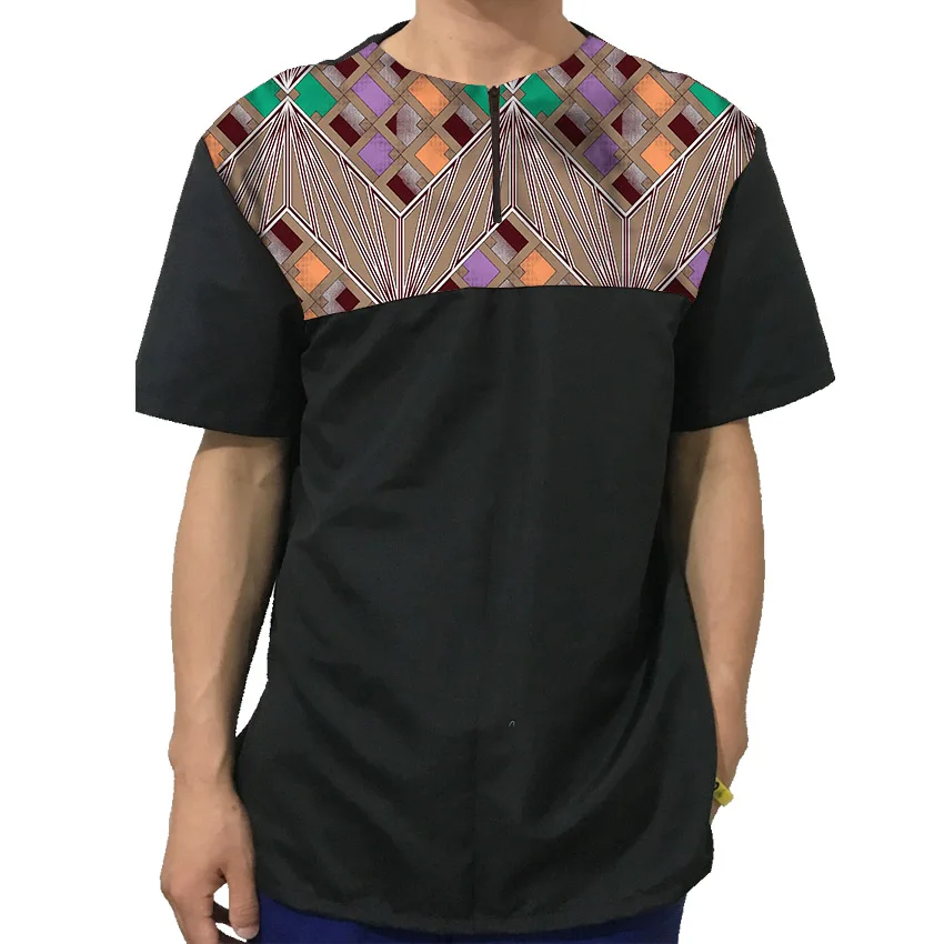 Африканские топы для мужчин с круглым вырезом коротким рукавом Дашики