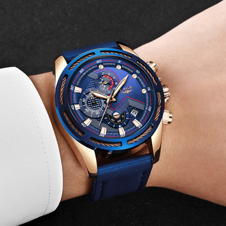 2019 LIGE подарок часы для мужчин модные кварцевые s Топ бренд люкс класс кожа