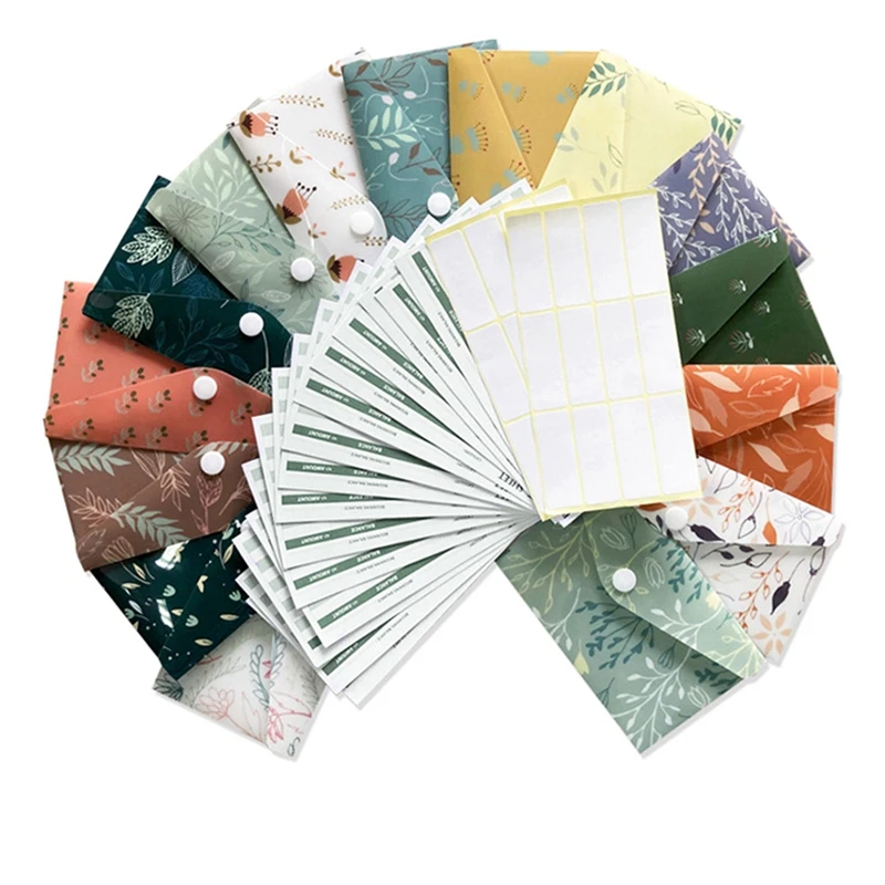 

Система наличных конвертов, 15 водонепроницаемых многоразовых пластиковых бюджетных конвертов, 15 бюджетных листов и 24 стикера для бюджетны...