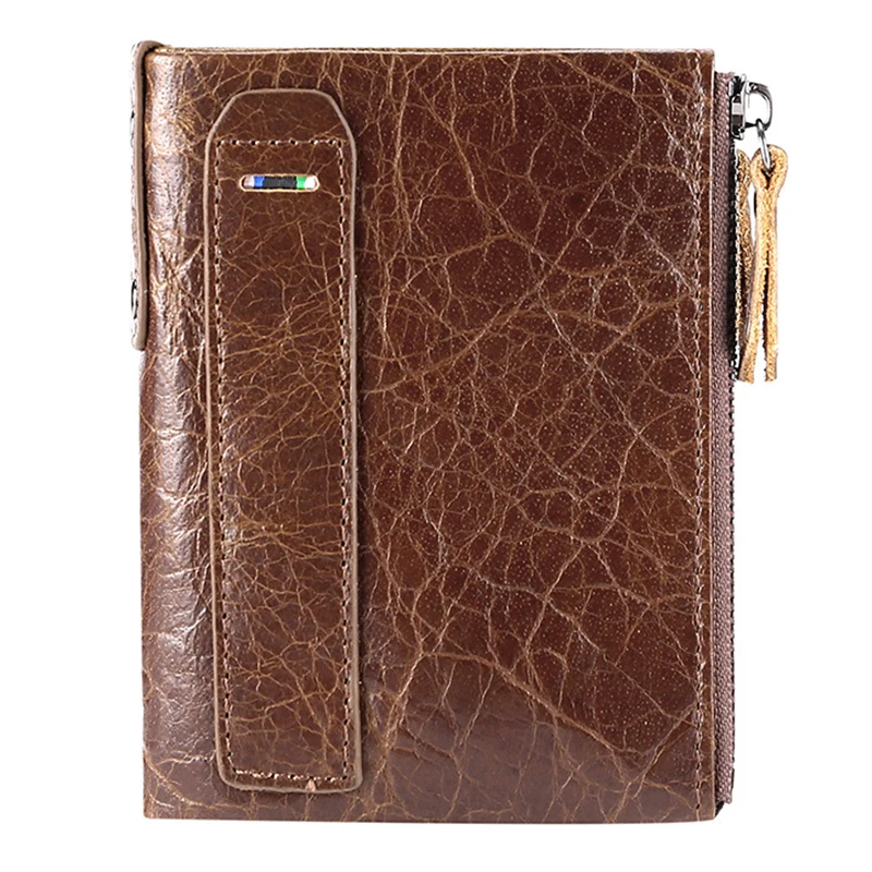 Мужские кошельки из натуральной кожи с двойной молнией мужские бумажники