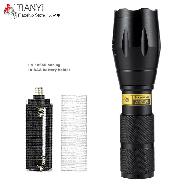 

USB purple rechargeable UV shadowless glue curing flashlight LED Zoom UV Light Flashlight 395nm torch for AAA 18650 battery