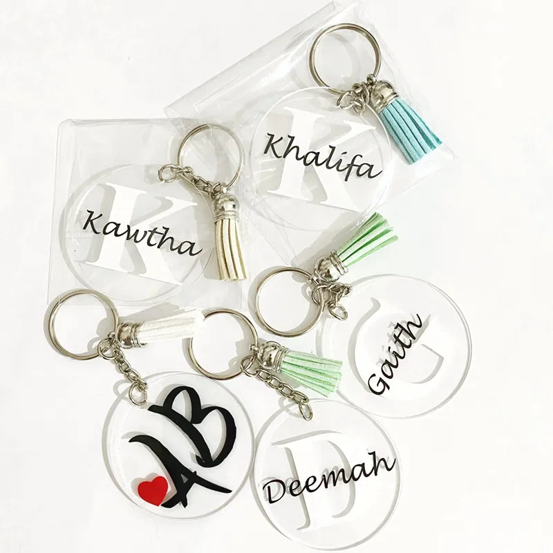 Прозрачный брелок для ключей акриловые пустые круглые прозрачные шестигранные