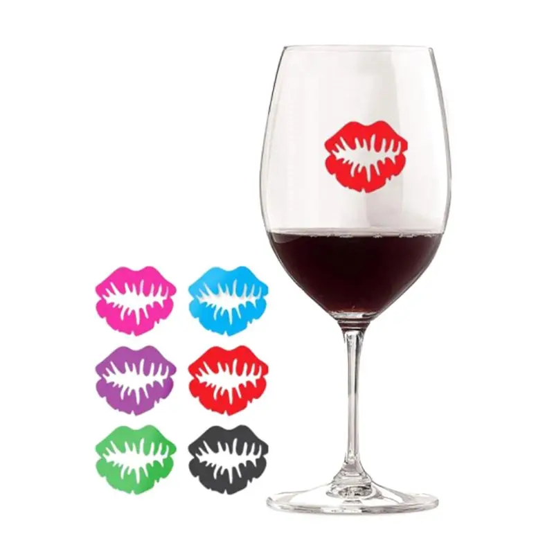 

12pcs Beard Lip prints mixed Silicone Glass Markers Wine Glass Bar Wine Charms with Suction to Identify your Wine Glasses in a