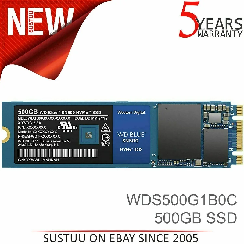 Western Digital WD Blue SN500 SSD накопитель M2 2280 250GB 500GB M.2 NVMe PCIe Gen3 * 2 Внутренний твердотельный