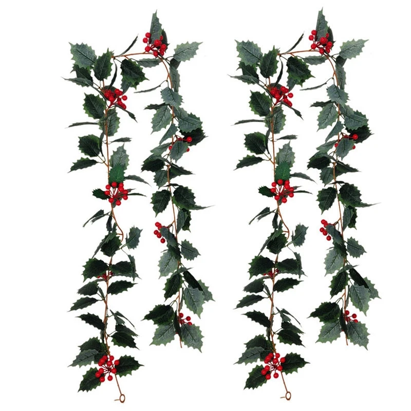 

BMBY-2Pcs Artificial Red Berry Christmas Garland for Indoor Outdoor Fireplace Decoration Winter Christmas Holiday New Year
