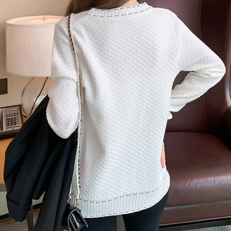 

2021 Autumn New Small Fragrance Loose Hollow Out Coat Sweater Knitted Cardigans Korean Fashion Long Sleeve Tops Vetemznt Femme