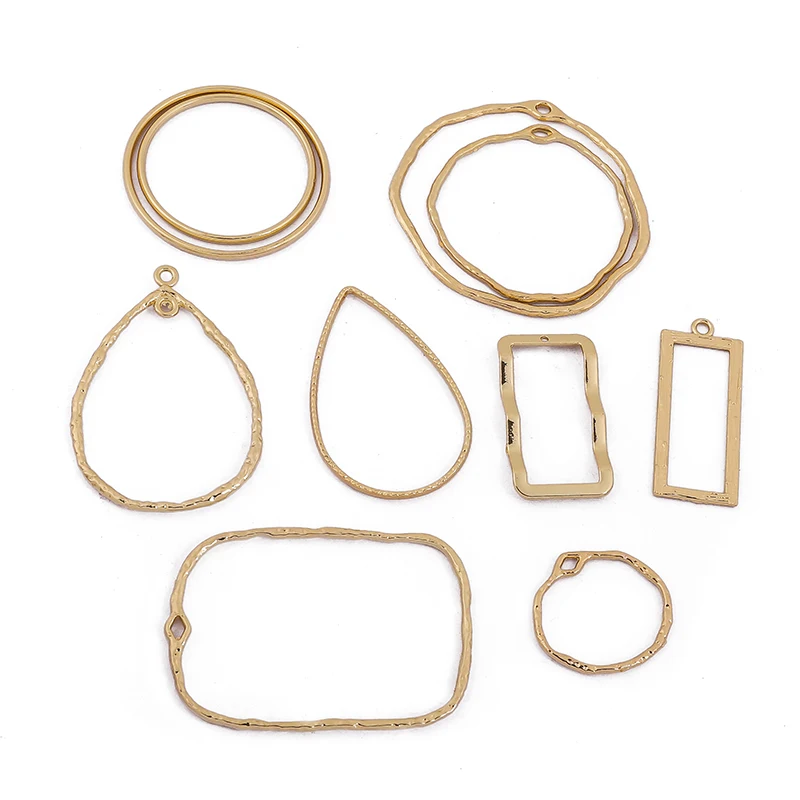 

10PCS Gold Color Zinc Alloy Geometric Irregular Charms Hollow Border Charms Pendant For DIY Jewelry Making Earring Supplies