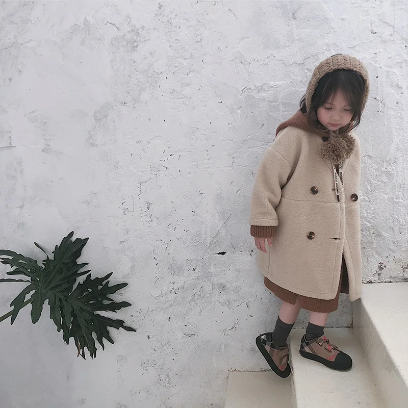 Осень, Новое поступление, Модное теплое флисовое пальто для девочек, детские Кашемировые Куртки, зимняя куртка, пальто для девочек