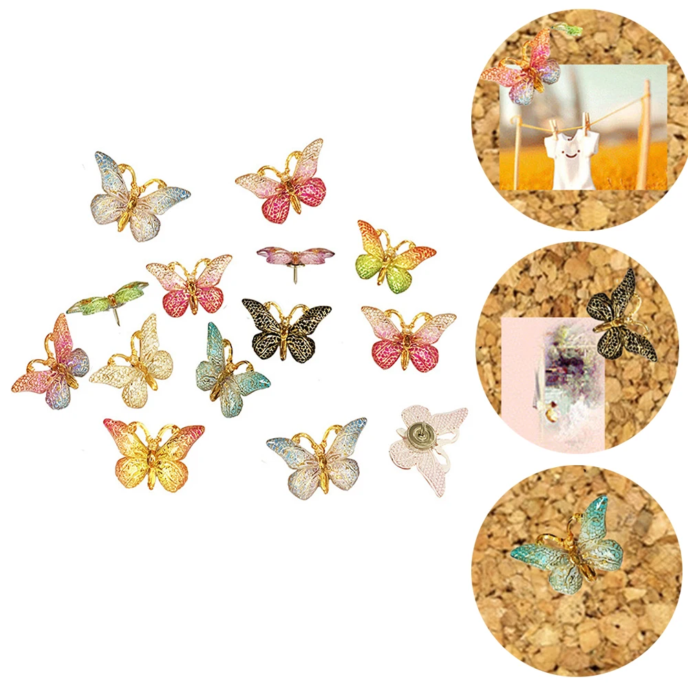 

12pcs Butterfly Push Pins Thumb Tacks Pushpins Butterfly Decorative Thumbtacks Photo Pins Birthday Party Photo Wall Cork Board