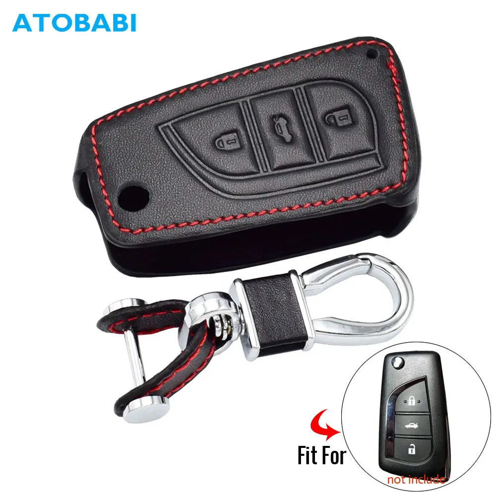 3 кнопки кожаный чехол для ключей автомобиля для новых Toyota Camry Highlander Corolla Prado eiz Crown RAV4 флип чехол брелока Дистанционного Управления брелок сумка