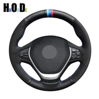 car steering wheel cover for bmw 4 f32 f33 f36 2013 2019 420d 420i 428i 430i 435i 440i diy black hand sewing genuine leather