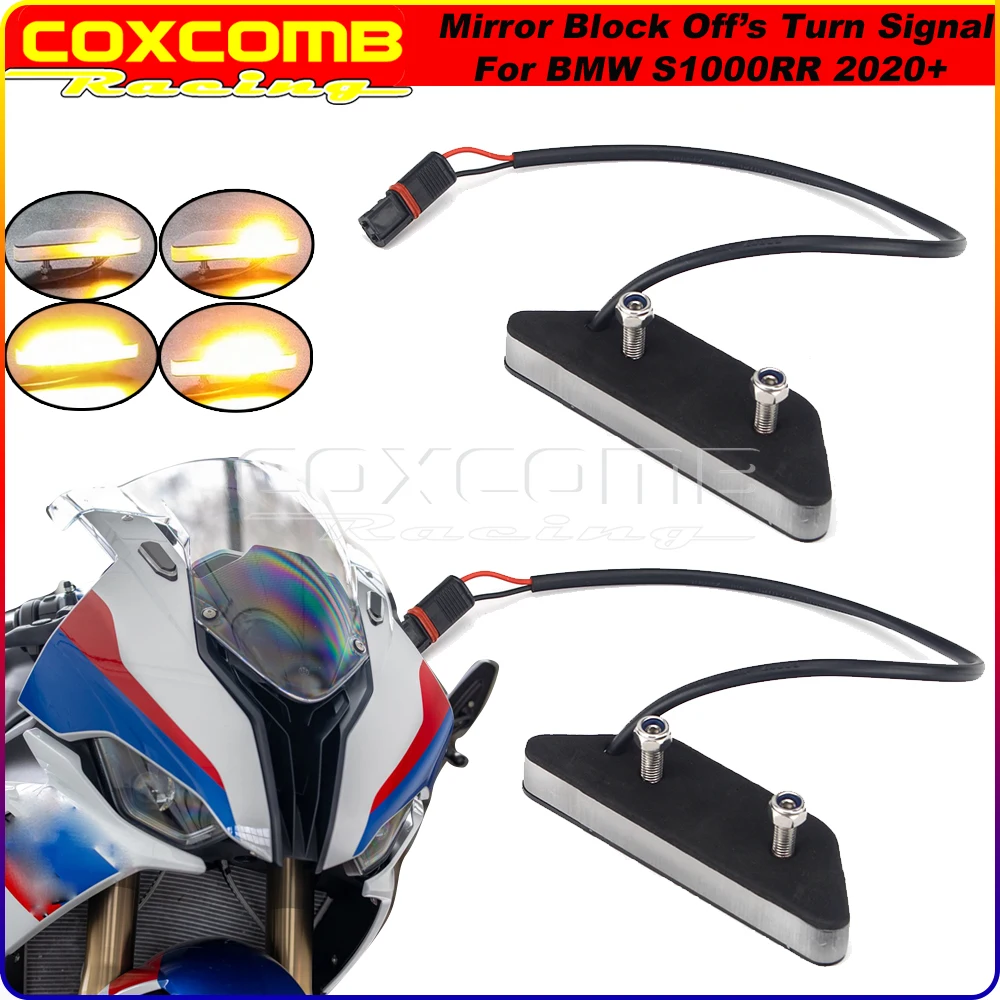 Motorcycle Blinker Mirror Block Off Front LED Turn Signals Indicator For BMW S1000RR S 1000 RR 2020 2021