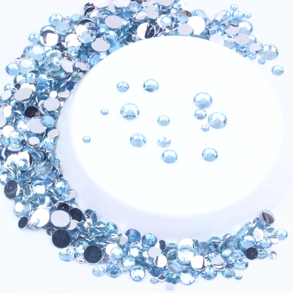 Светло голубые стразы 2 6 мм круглые с плоской задней частью без горячей фиксации