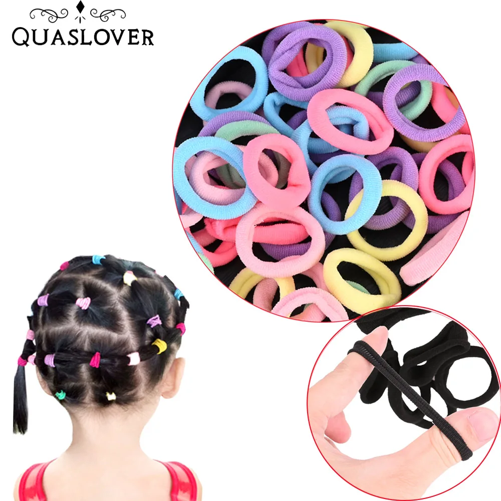 Quaslover, 50 шт., 3 см, цветные аксессуары для волос для девочек, эластичная резинка для волос, конский хвост, кольцо для волос, Детская повязка на голову, Детская резинка, держатель для галстуков