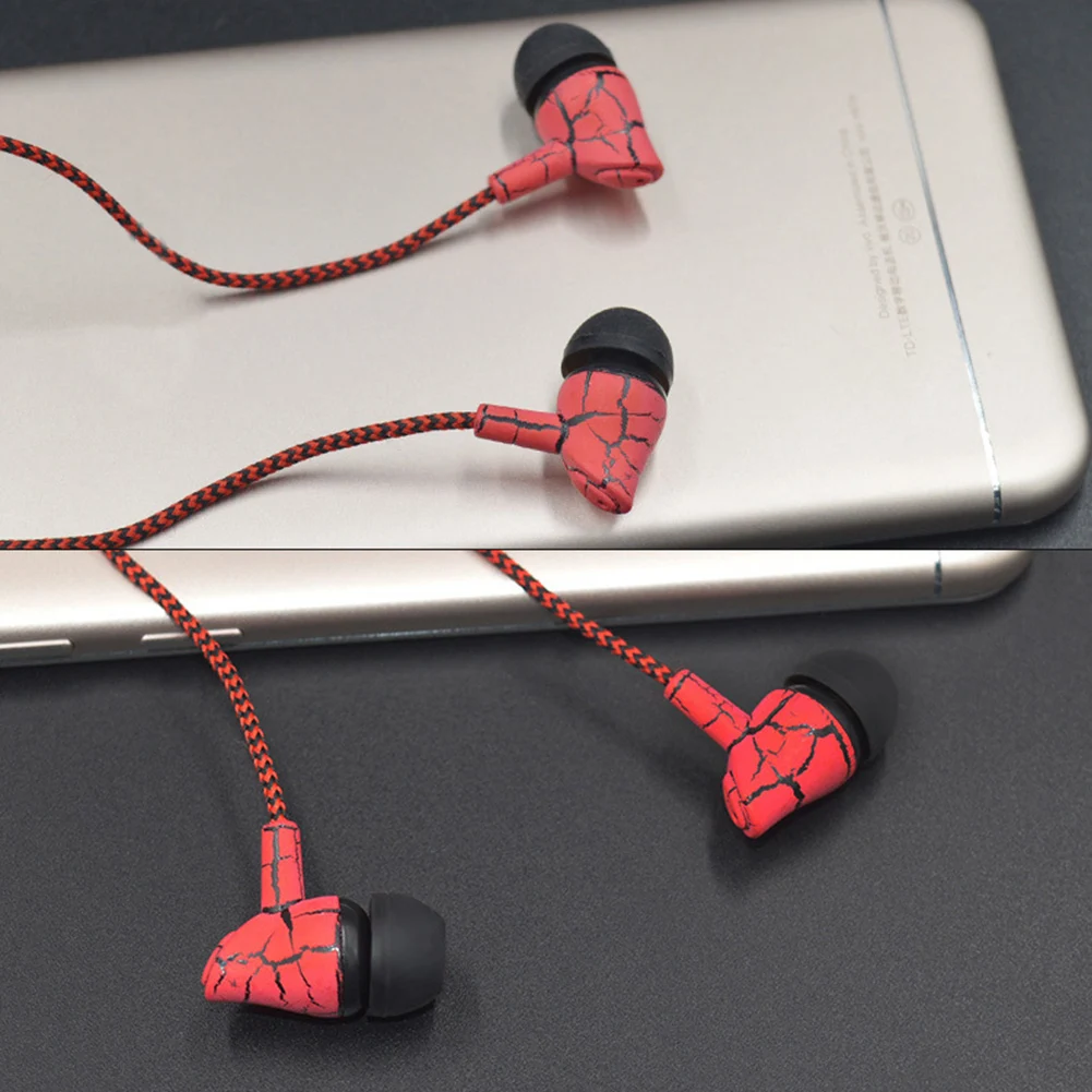 Fashion Cracked Print Universal Braided Wire Volume Control In-ear Earphones | Электроника