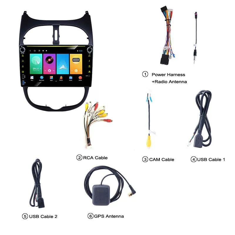 

2 Din Android Car Radio for Peugeot 206 2001-2016 8" Car Radio Multimedia Audio Player GPS WIFI Navigation Head Unit Autoradio