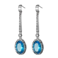 oval cut zircon halo dangle earrings shiny gift white gold filled pretty women jewelry