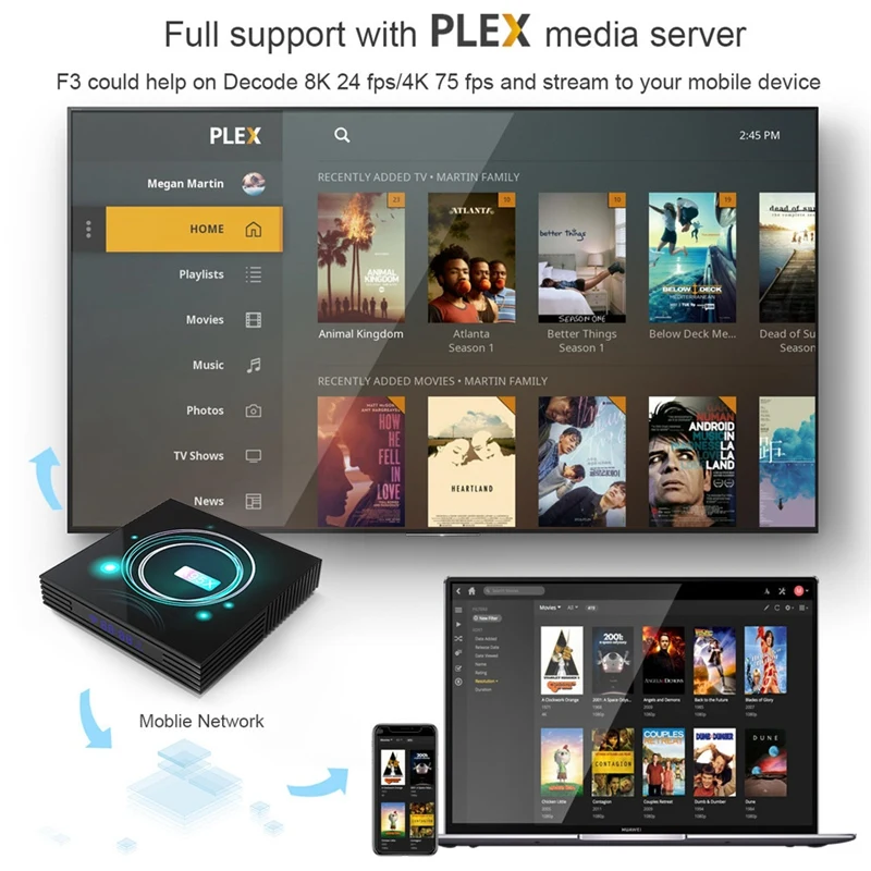 A95X F3 тонкий смарт ТВ коробка Android9.0 Amlogic S905X3 8K 24Fps HDR двойной WI FI BT4.1 Plex Media Player 4G/32G