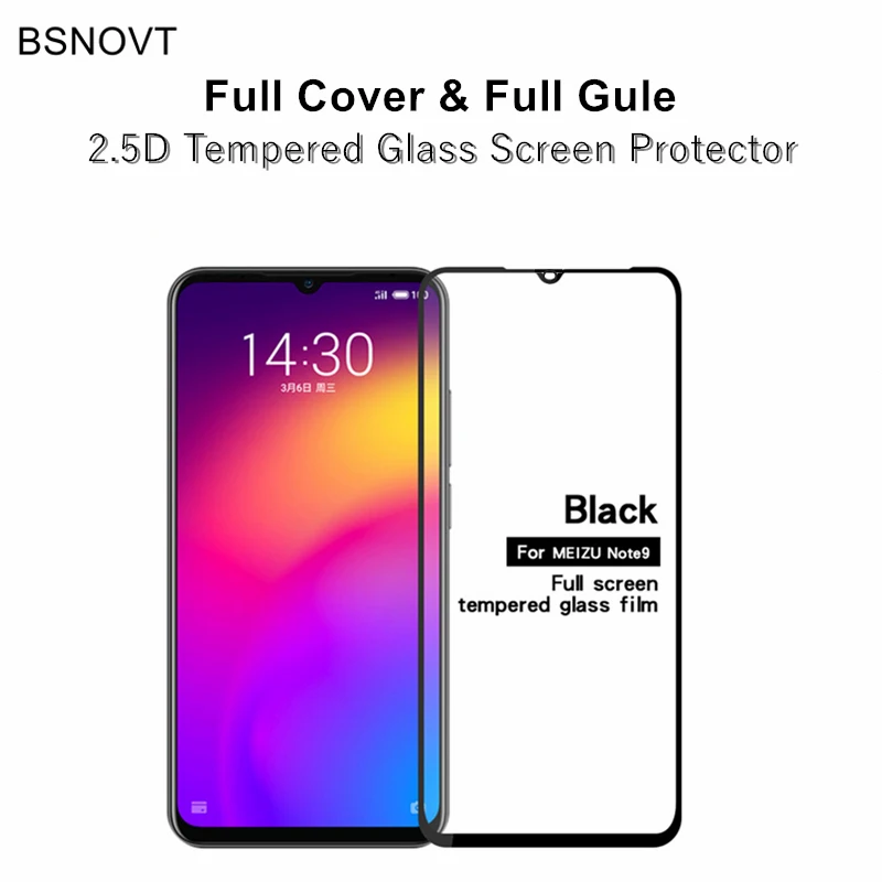 2 uds Protector de pantalla para Meizu Note 9 vidrio cubierta completa pegamento total vidrio templado Protector para Meizu Note 9 pel&iacute;cula de tel&eacute;fono-0