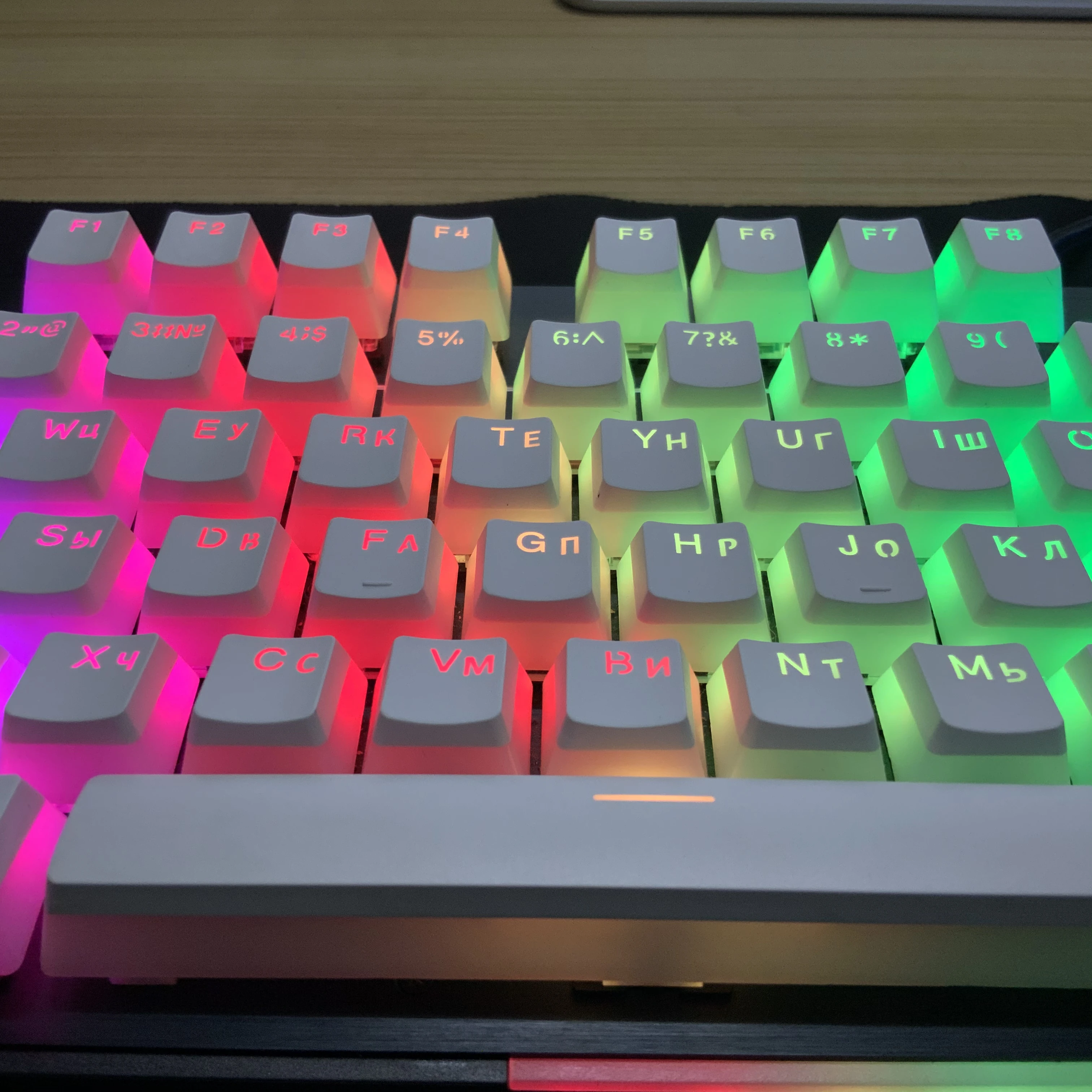 

HyperX Pudding Keycap Double Shot PBT Keycaps feature a translucent dual-layer style Russian layout pudding keycap (pre-sale)