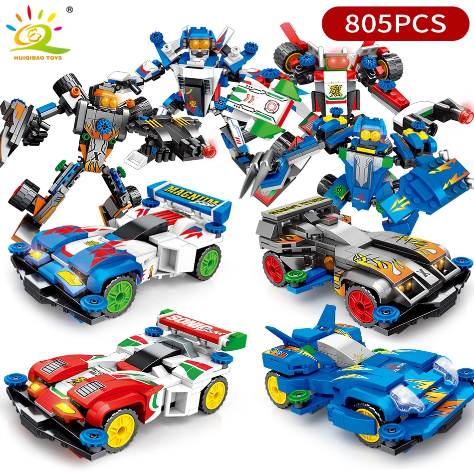HUIQIBAO 805 шт. гоночный автомобиль скоростные чемпионы строительные блоки город