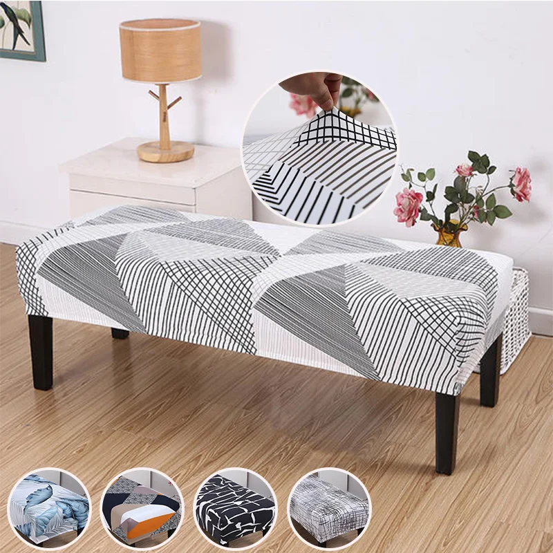 

2021 Trendy Printed Stretch Stool Cover Polyester Long Bench Cover Covers for Long Bench Stool 1Pcs Fundas Para Sillas