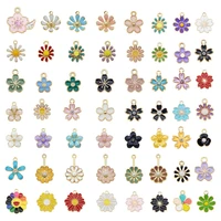 20pcs mixed flowers enamel alloy charms daisy flower pendant mixed for bracelet earring diy accessory keychain