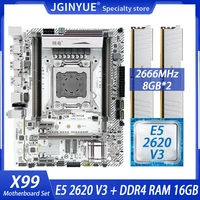 jginyue x99 desktop motherboard lga 2011 3 socket combo with ddr4 16gb28gbdesktop ram xeon e5 2620 v3 processor x99m plus v2