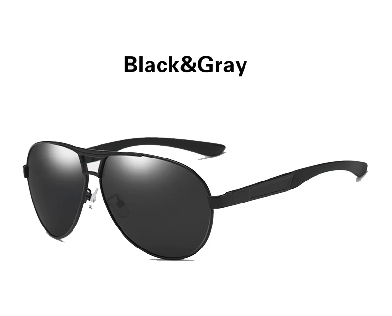 Black Gray Фирменный дизайн, мужские поляризованные солнцезащитные очки, мужские очки для вождения, зеркальные Поляризованные Ретро солнцезащитные очки, металлическая оправа UV400 - Цвет линз: Black Gray
