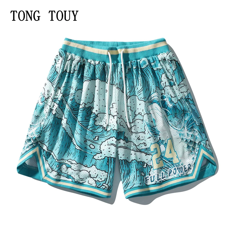 

Streetwear Japanese Print Basketball Shorts Men Breathable Sweat Pants High Quality Hip Hop Shorts Loose Running Shorts Mens