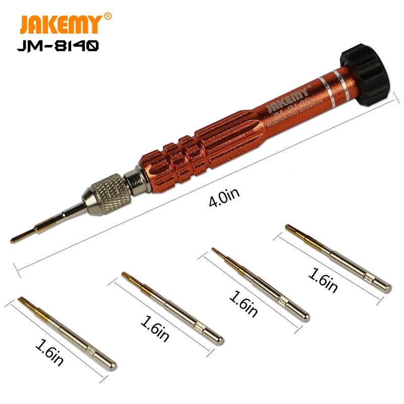 

JAKEMY JM-8140 6 pcs in 1 Aluminum-alloy Precision Mini Screwdriver Set with Interchangeable Bits DIY Repair Tool for Cellphone