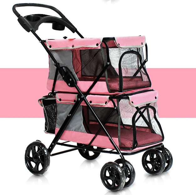 Переносная двухэтажная Складная коляска для собак/кошек 20 кг переноска